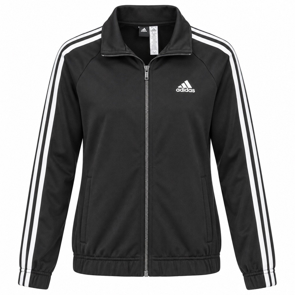 Adidas Women’s Small Black White 3 Stripes Full Zip Track Jacket